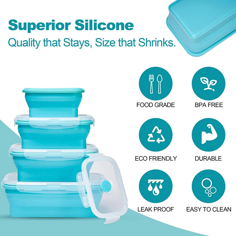 Collapsible Silicone Food Storage Container,Bento Lunch Boxes For Kitchen