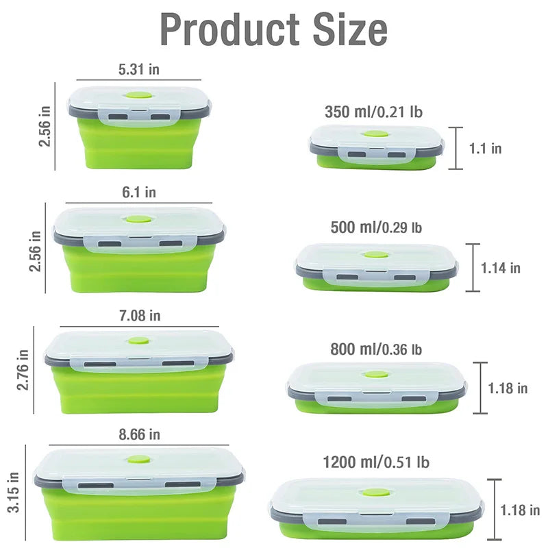 Collapsible Silicone Food Storage Container,Bento Lunch Boxes For Kitchen