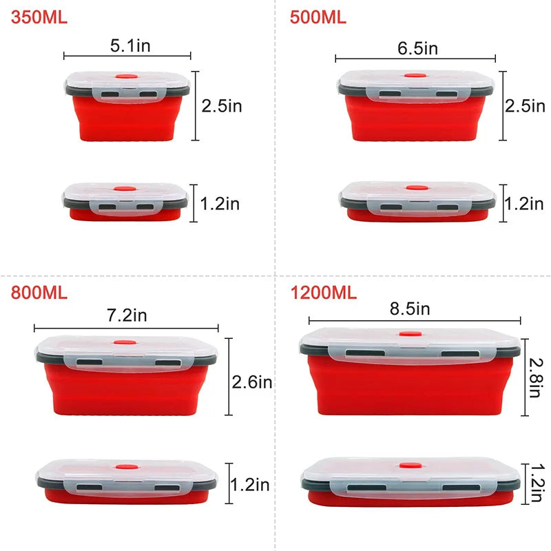 Collapsible Food Storage Containers Silicone Bowls with Lids-Perfect for Meal Preppers