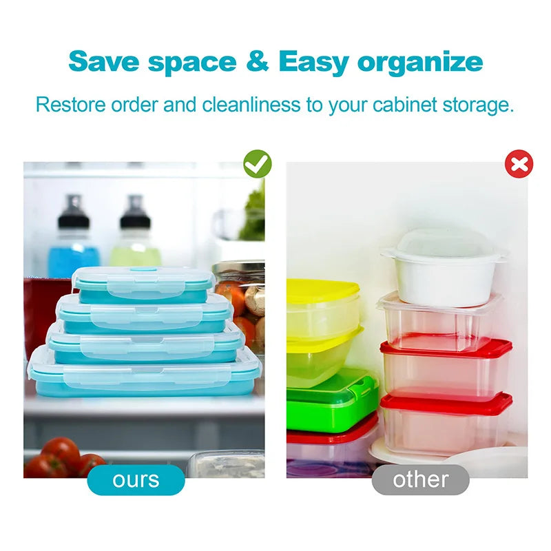Collapsible Silicone Food Storage Container,Bento Lunch Boxes For Kitchen