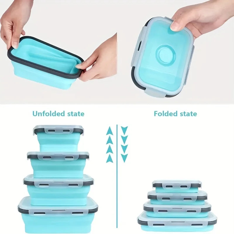 1/4pcs Collapsible Silicone Food Storage Container