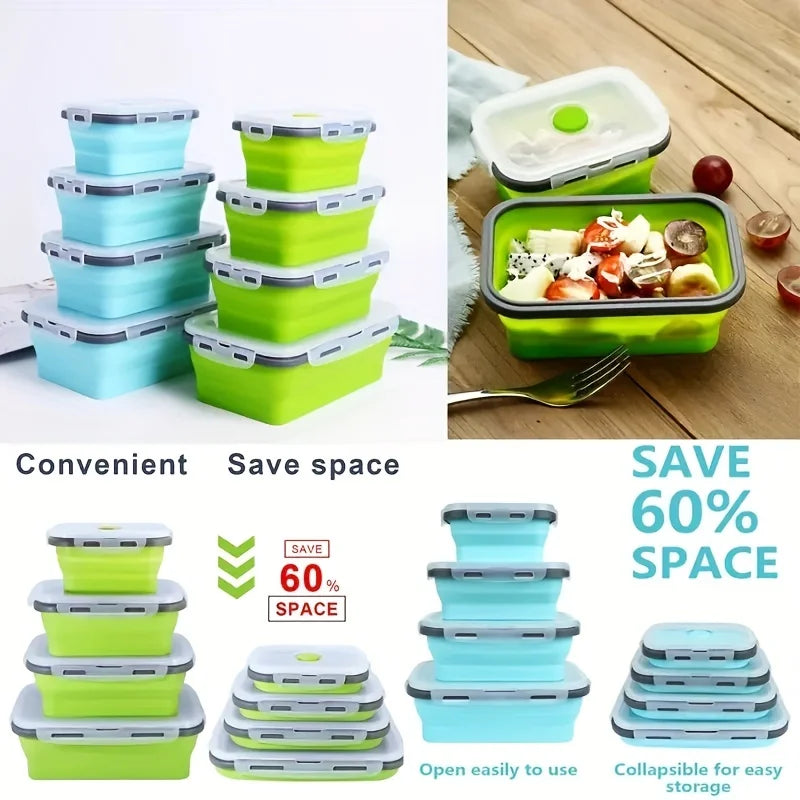 1/4pcs Collapsible Silicone Food Storage Container