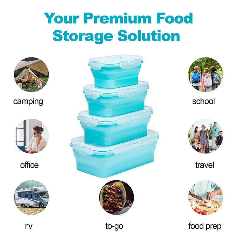 Collapsible Silicone Food Storage Container,Bento Lunch Boxes For Kitchen