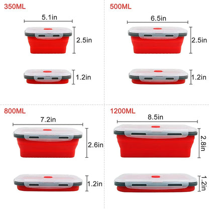 Collapsible Food Storage Containers Silicone Bowls with Lids-Perfect for Meal Preppers