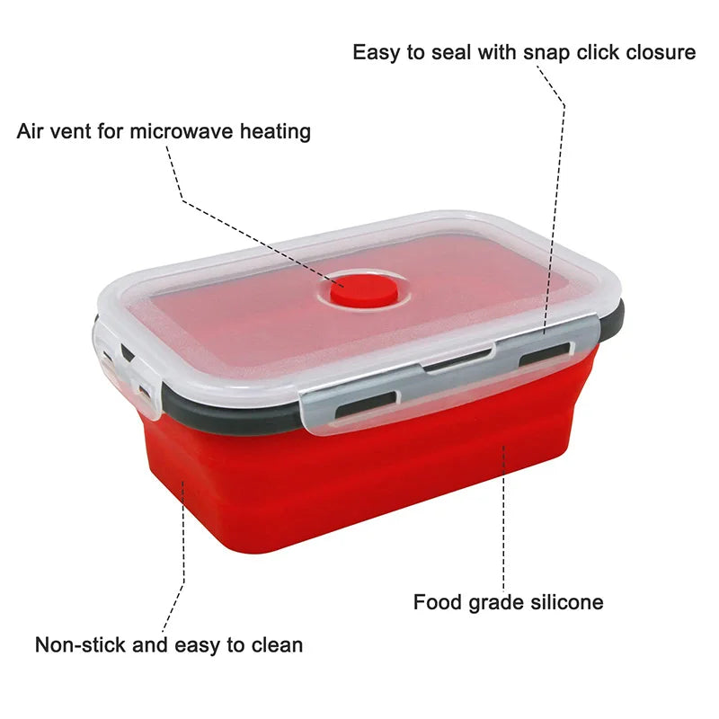 Collapsible Food Storage Containers Silicone Bowls with Lids-Perfect for Meal Preppers